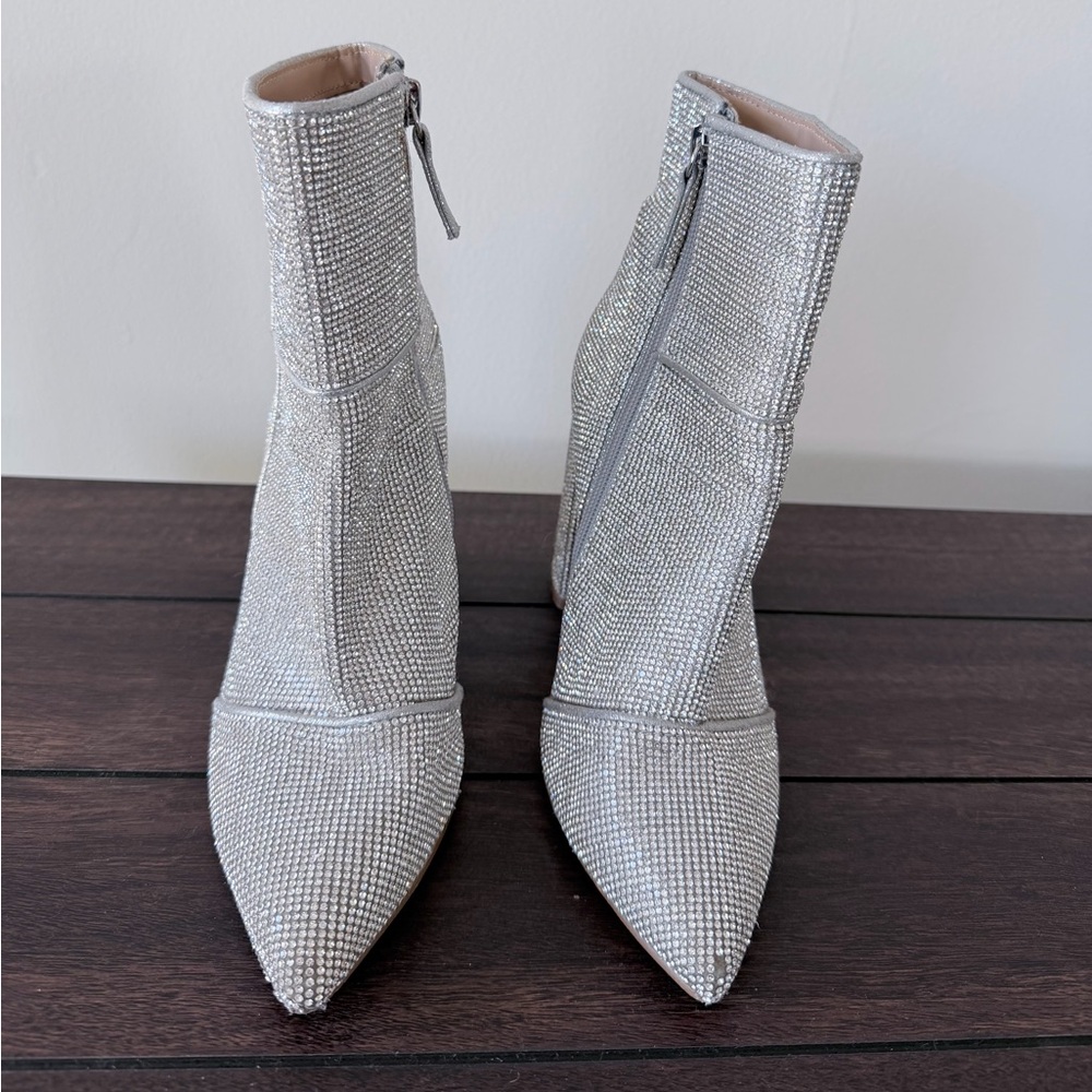 Steve Madden Silver Rhinestone Heeled Boots